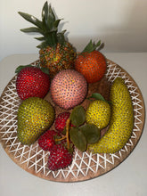 Load image into Gallery viewer, 1960 Plastic Bead & Pin Faux Fruit/Metal Bead Basket/ Kitchen/Handmade 9pc SET