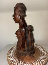 Load image into Gallery viewer, 1950’s Wood Carving African Woman With Baby