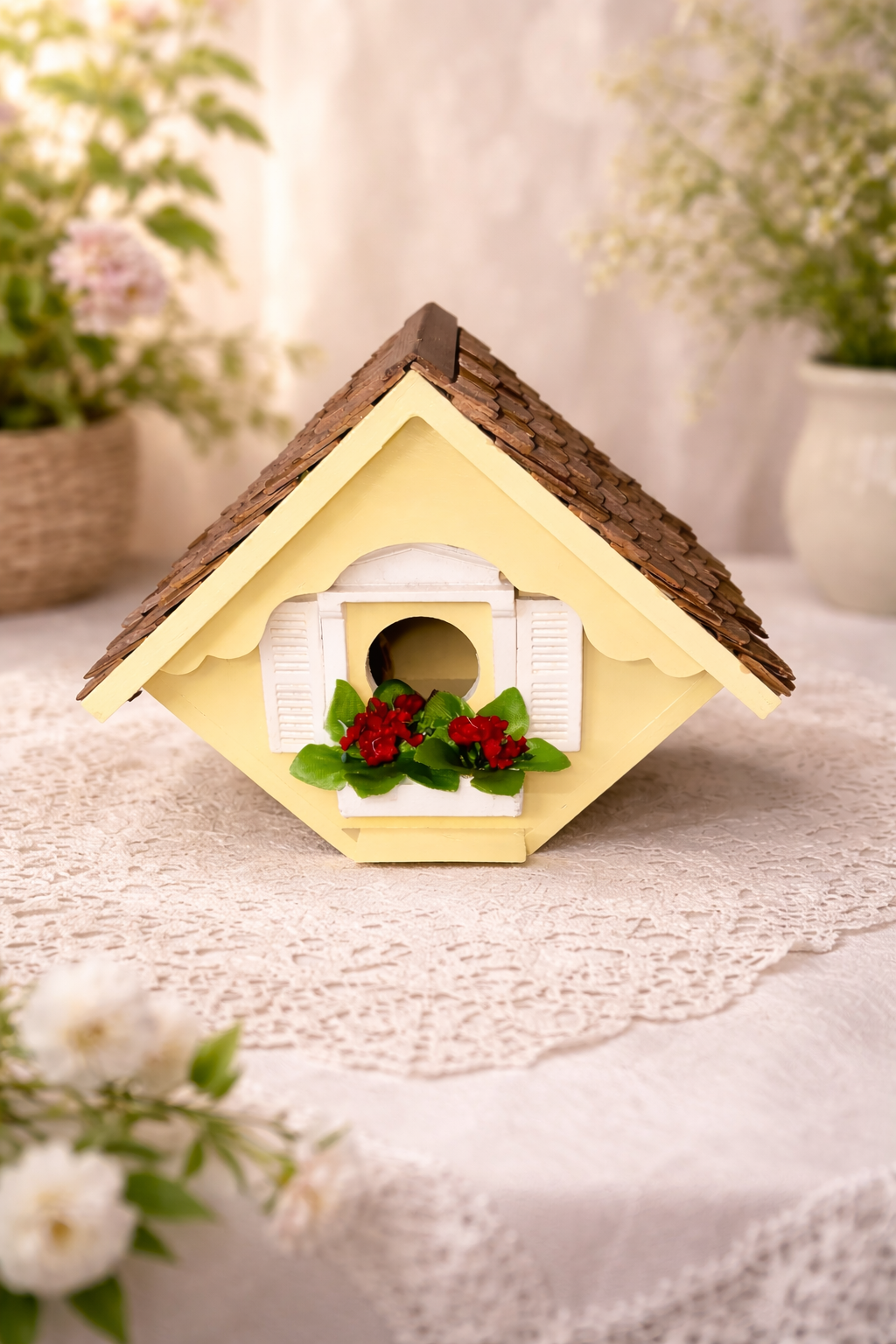 Home Bazaar Hand-made Little Wren White Bird House - Hanging Bird House