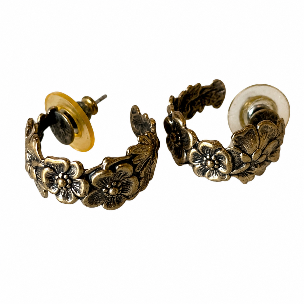Vintage Floral Hoop Earrings