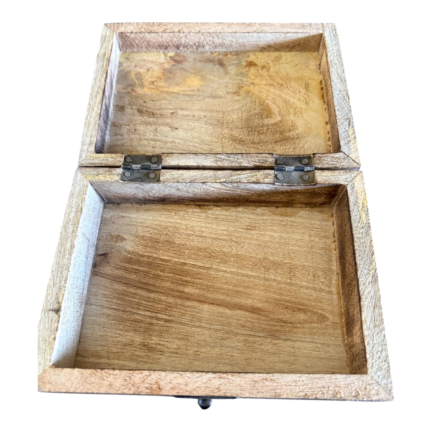 Handcrafted Decorative Wooden Keepsake Box
with Ornate Metal Accents