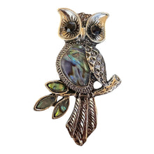 Load image into Gallery viewer, Vintage Owl Brooch with Abalone Shell Inlay