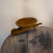 Load image into Gallery viewer, Vintage Mid Century Modern Woodcroftery Hand Carved Wood Wheelbarrow Nut and Fruit Bowl