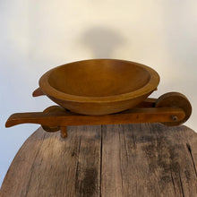 Load image into Gallery viewer, Vintage Mid Century Modern Woodcroftery Hand Carved Wood Wheelbarrow Nut and Fruit Bowl