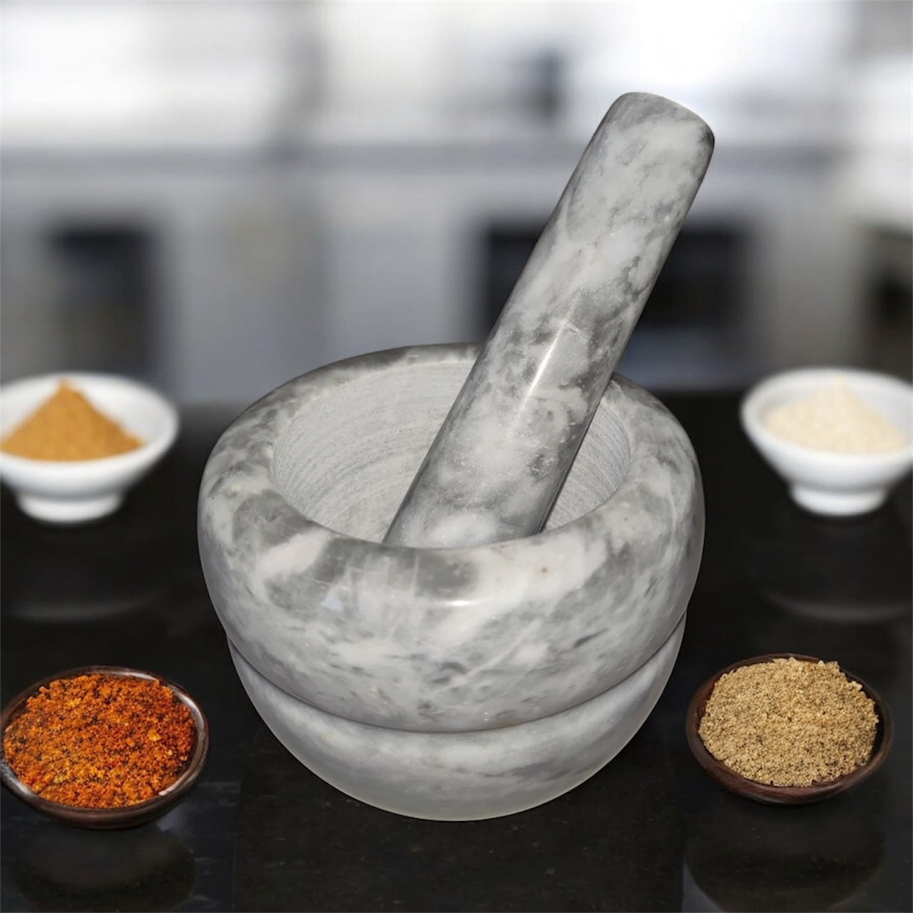 Mortar and Pestle Marble Set Classic Pestal Natural Spice Herb Pill Grinder Tool