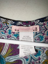 Load image into Gallery viewer, Luna Chix Blouse Large Blue Purple Black Paisley Boho Peasant 3/4 Sleeve Pleated