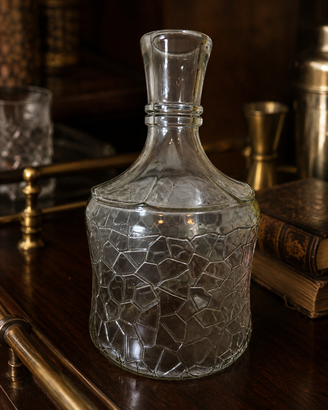 Vintage Textured Glass Decanter / Barware Bottle
