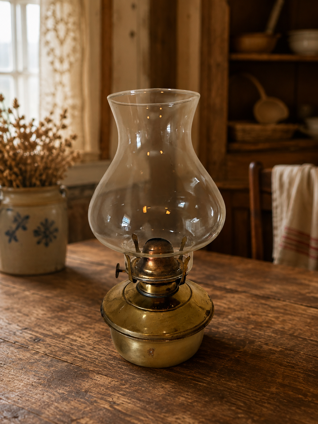 Vintage Brass Oil Lamp