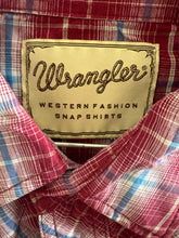 Cargar imagen en el visor de la galería, Camisa de moda occidental con estampado de cuadros y botones de perlas de manga corta para hombre Wrangler, talla pequeña
