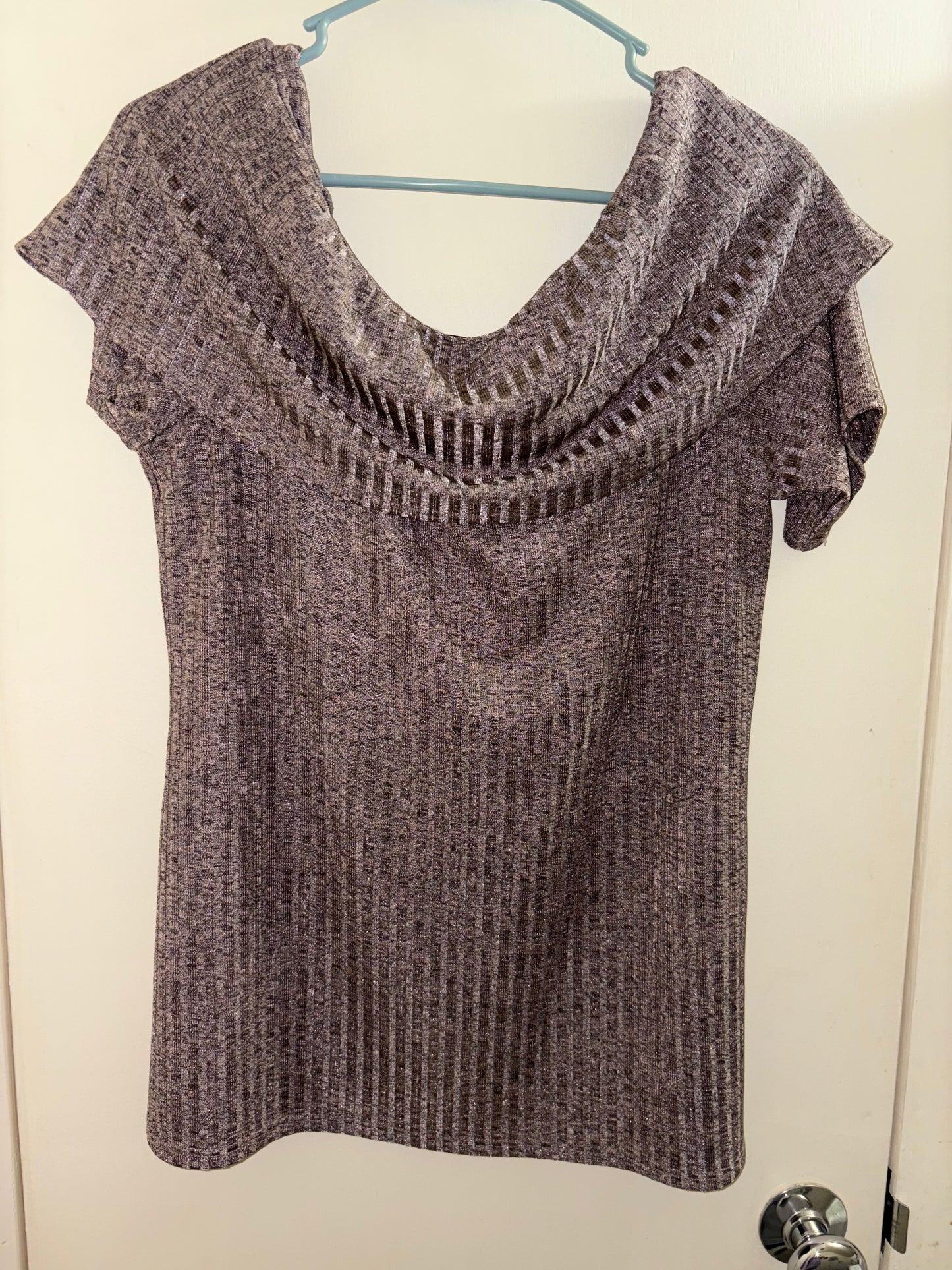 Juicy Couture Off the Shoulder Ribbed Top Metallic Stretch Size XL