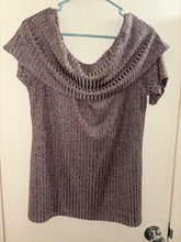 Load image into Gallery viewer, Juicy Couture Off the Shoulder Ribbed Top Metallic Stretch Size XL