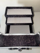 Load image into Gallery viewer, Modella Make Up Hard Case Black White Animal Print / Chrome with Handle Multi Layers