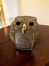 Cargar imagen en el visor de la galería, Brazalete ancho con bisagras de búho en tono dorado grueso vintage para mujer