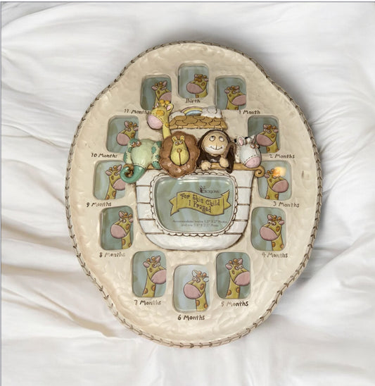 Dicksons~Resin Mold Oval Noah's Ark 12 Month Photo Holder Frame 12" x 10" x 3/4"