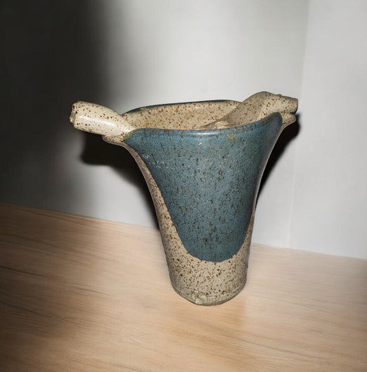 Vintage Studio Art Stoneware Pottery Vase & Frog