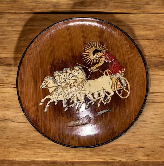 Vintage The sun-god Helius Clay Plate- Hand Made