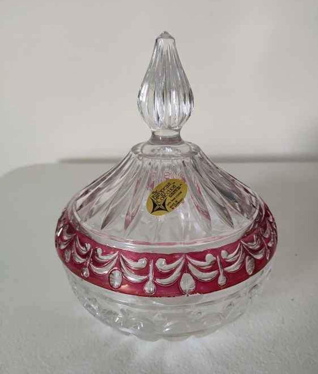 Vintage Ruby Covered Candy Dish