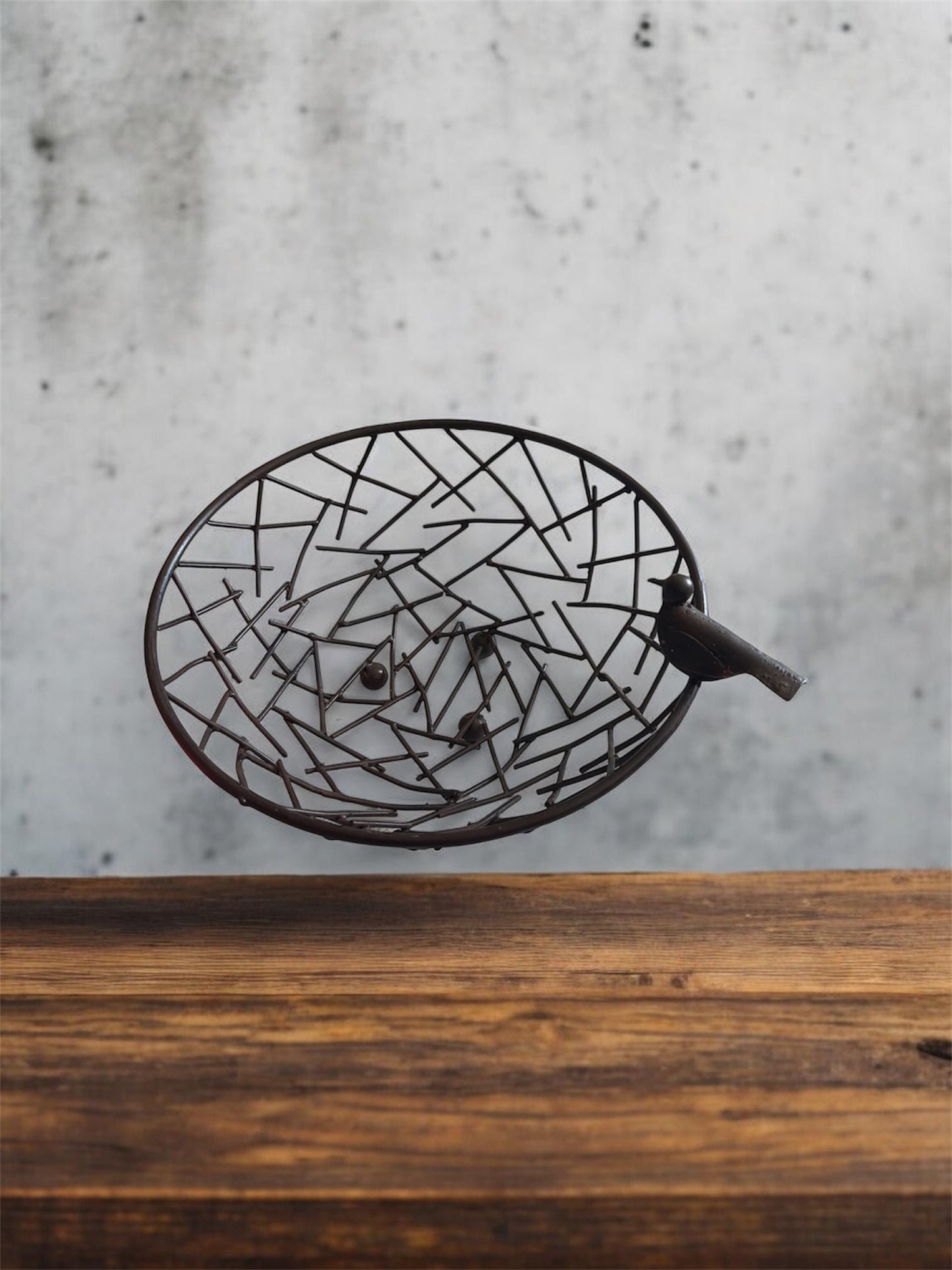 Vintage Metal Basket With Bird