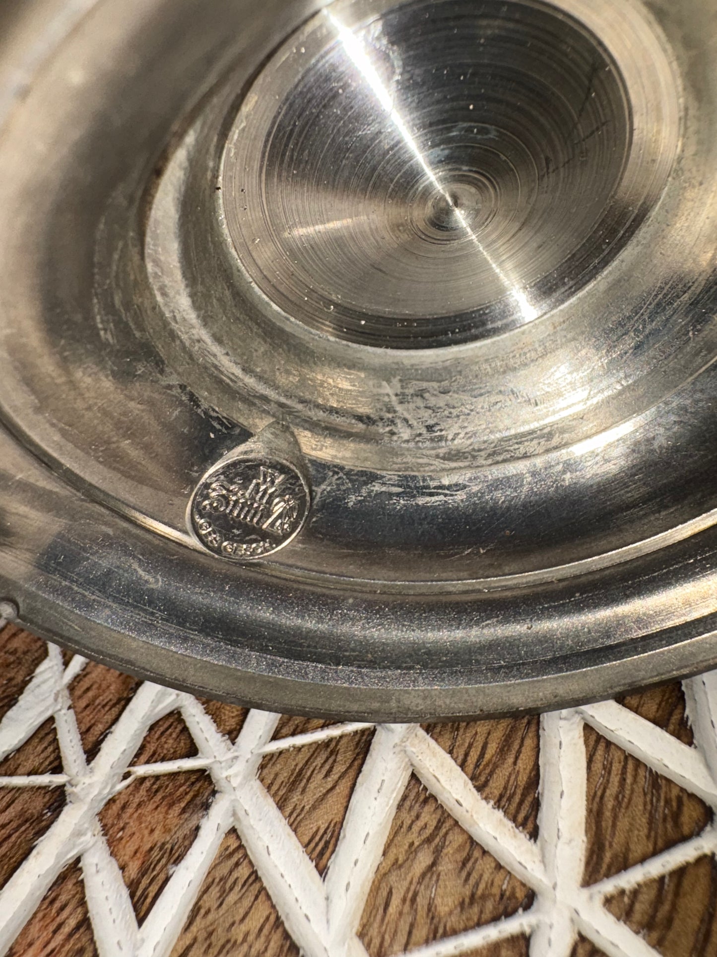 Vintage German WMF Ges. Gesch Pewter Embossed Spike Oil Lamp/No Shade