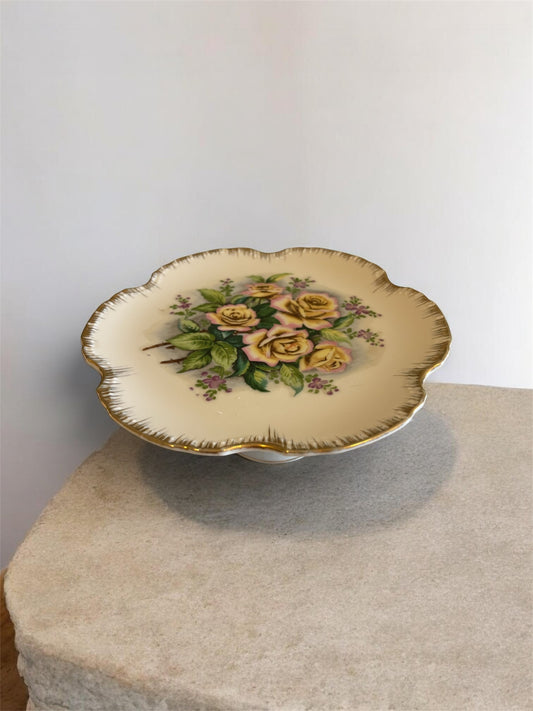 Pedestal Plate Floral Centerpiece Lipper Mann Creations Japan