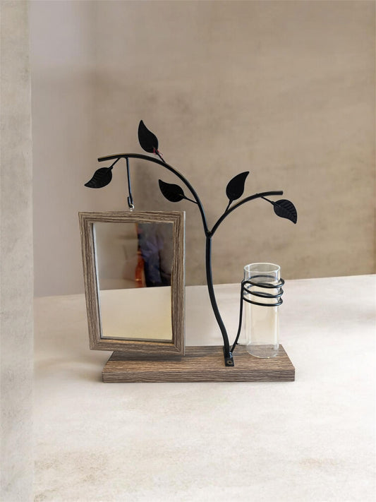 Picture Frame with Metal Stand Glass Vase, Double Sided Glass Photo Frame