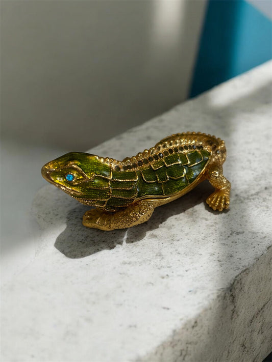 Vintage Fabergé  Style  Monitor Lizard Trinket Box