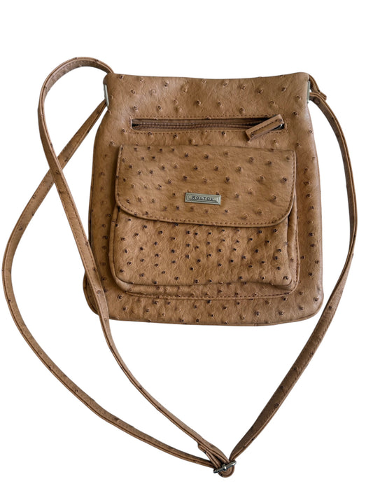 Koltov Tan Faux Ostrich Crossbody Bag
