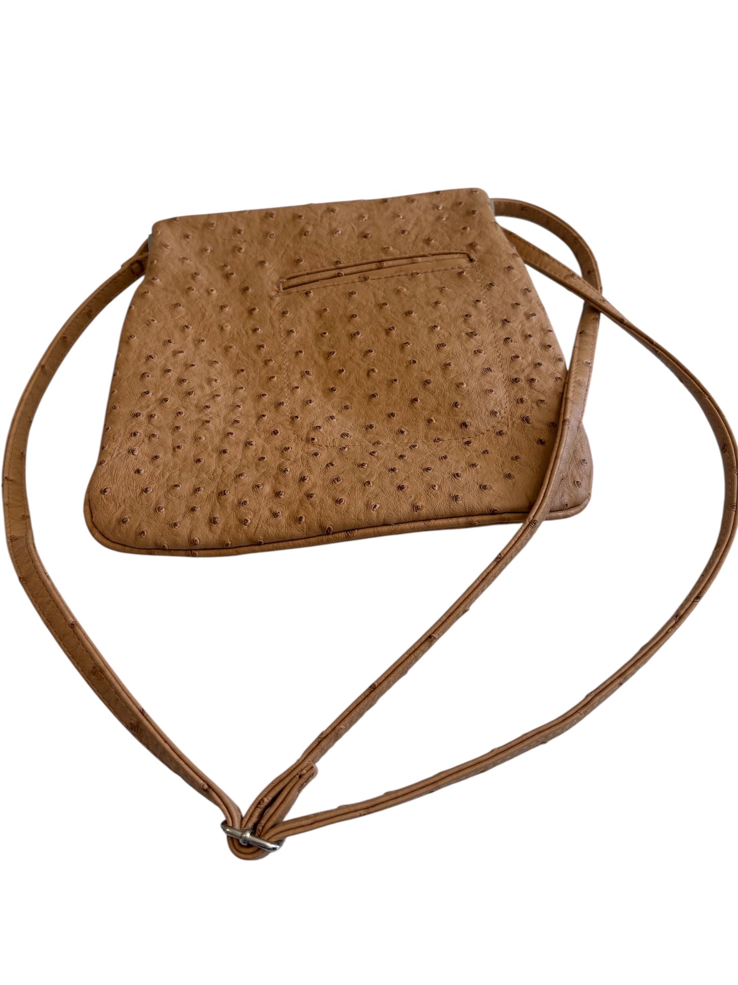 Koltov Tan Faux Ostrich Crossbody Bag