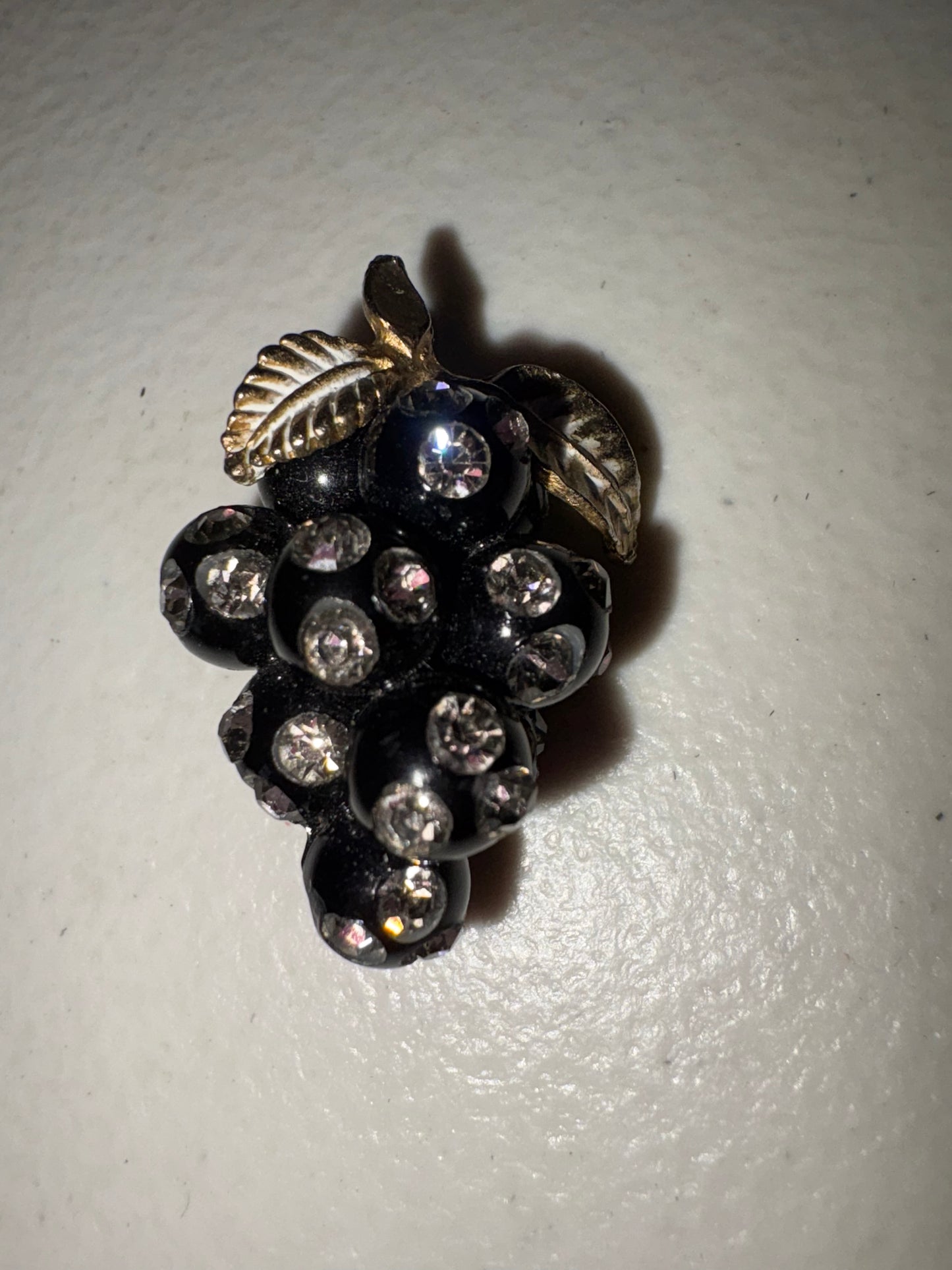 Vintage Black Beaded Grape Brooch