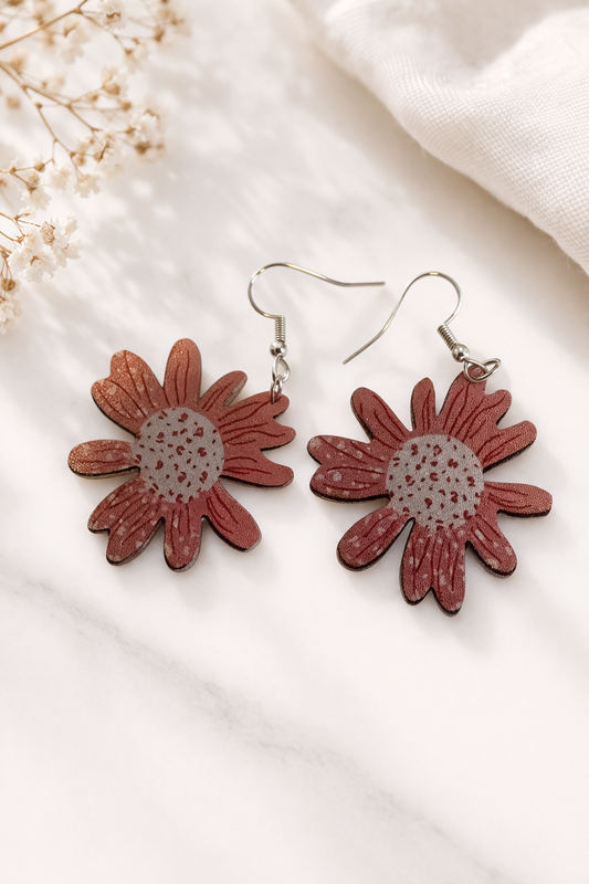 Resin Floral Hook Earrings
