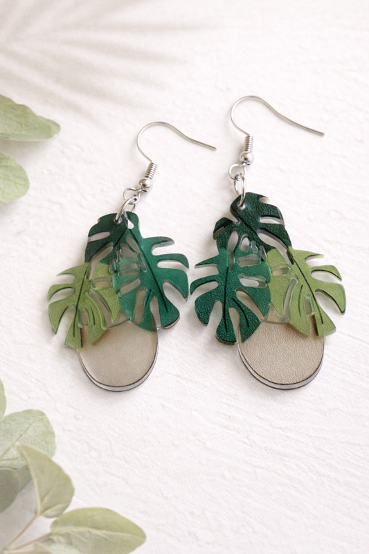 Monstera Plant Earrings