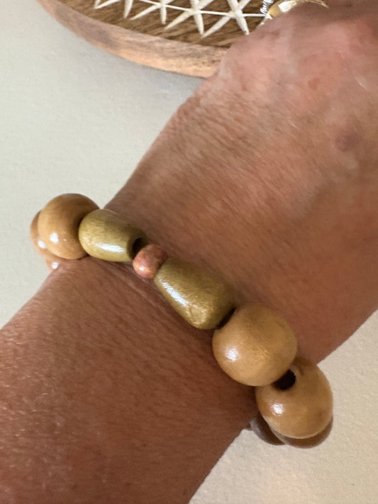 Vintage Wood Beaded Bracelet
