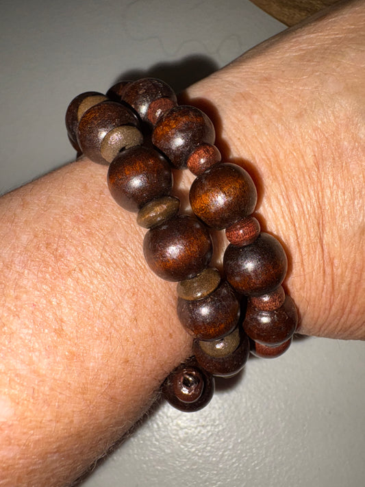 Wood Beaded Bracelet.