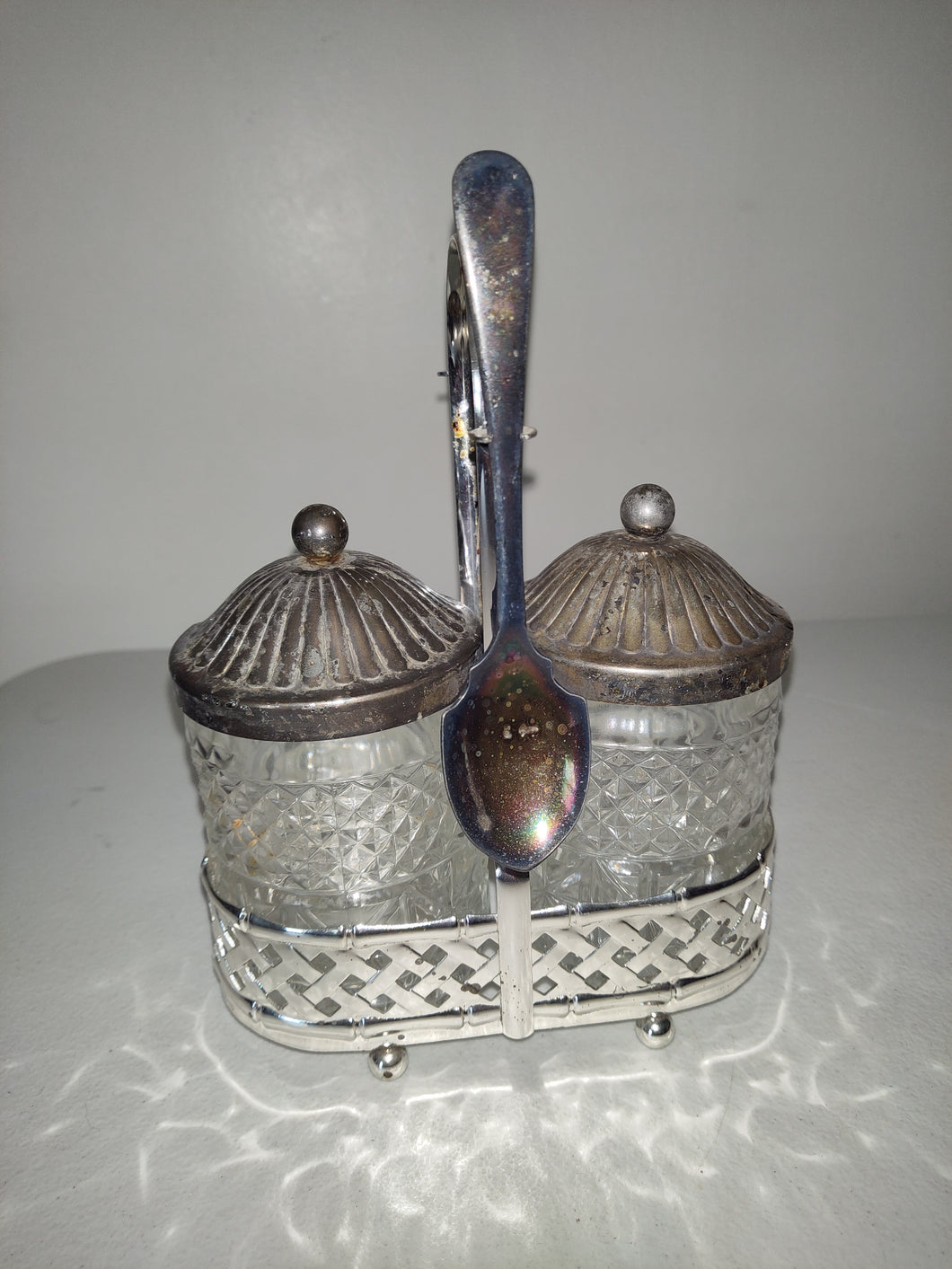 International Silver Co. Vintage Silver Plate Condiment Set Caddy Spoons