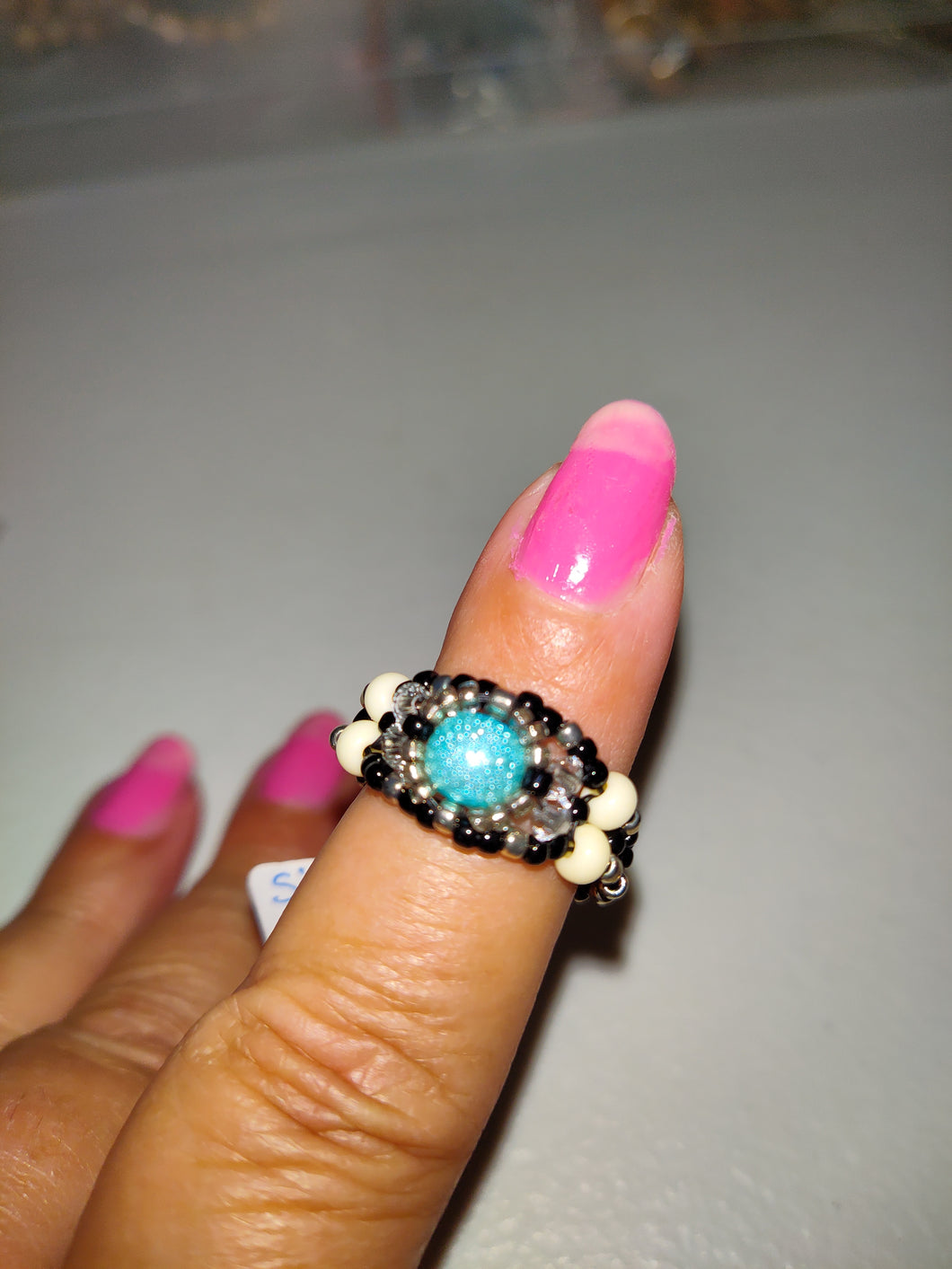 Handmade Peyote Stitch Beaded Ring. Size 7