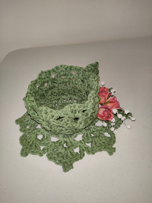 Taza de té y platillo de crochet