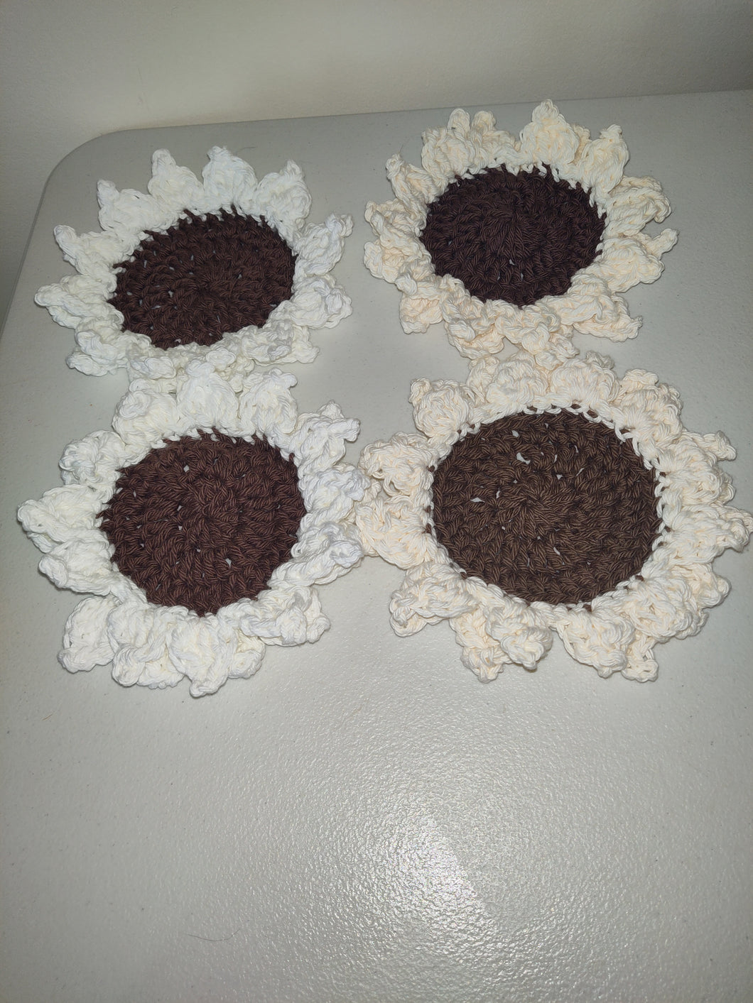 Four Hand Crochet Flower Coasters