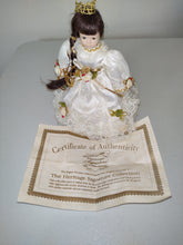 Load image into Gallery viewer, Ribbons and Bows (Heritage House) White Christmas musical porcelain doll
