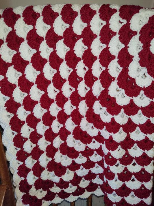 ¡Hecho a pedido! Manta de crochet burdeos hecha a mano.