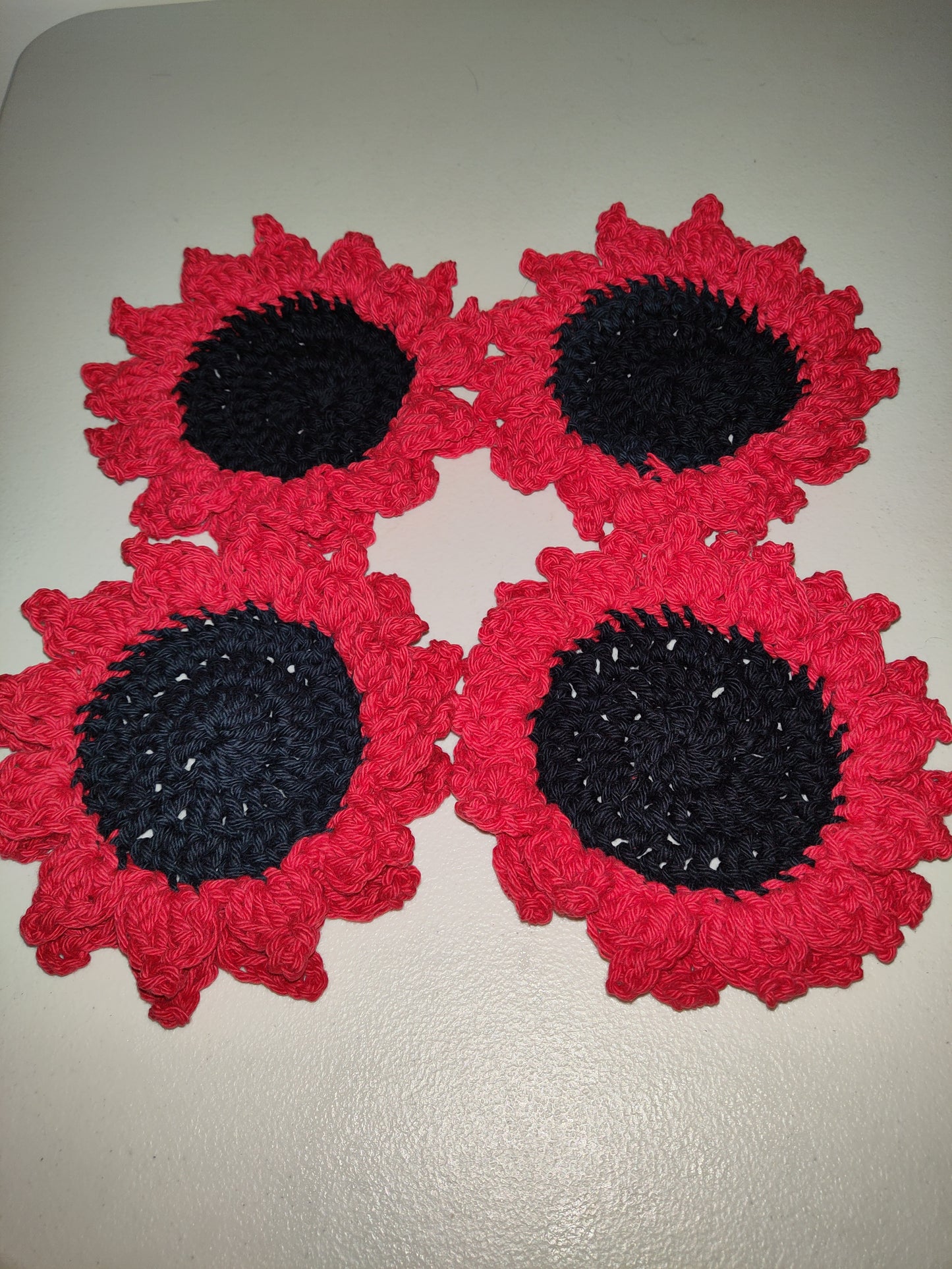 Four Hand Crochet Flower Coasters