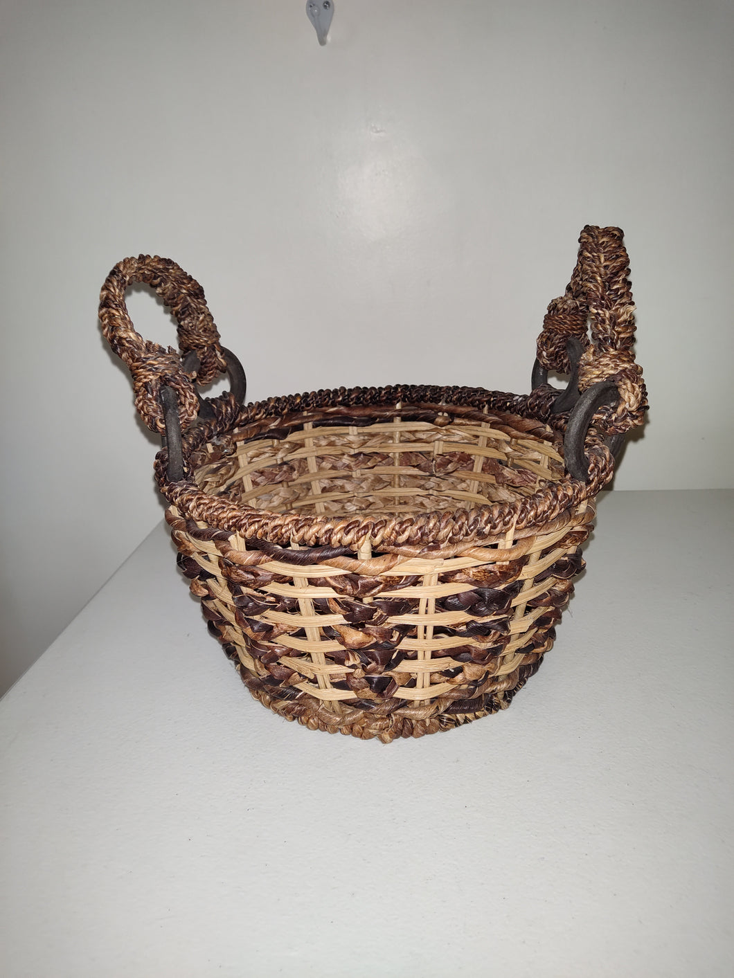 Vintage Two Tone Wicker Basket