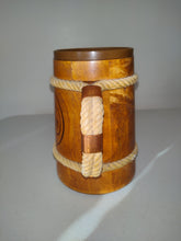 Load image into Gallery viewer, Schaefers Wooden Beer Mug/Stein With Plastic Liner Rope Handle
