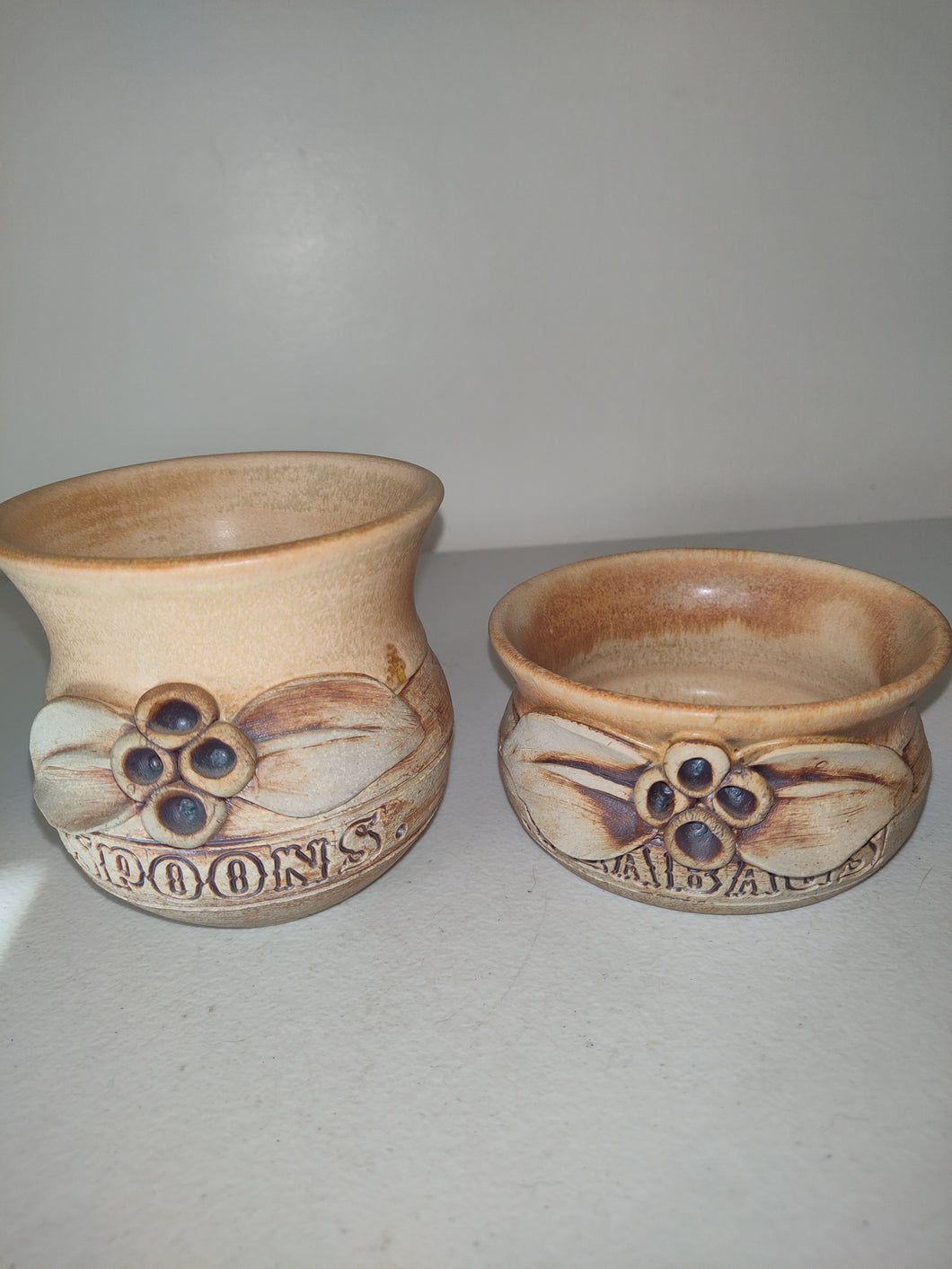 Vintage Grashir Pottery Teabag Bowl And Spoon Jar