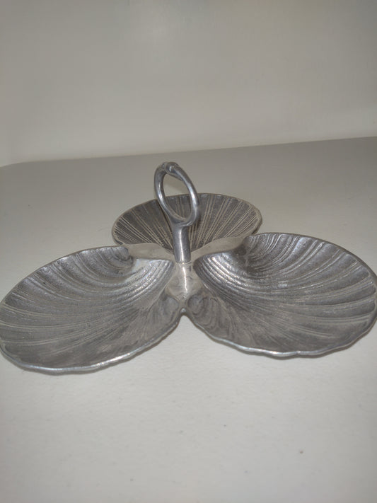 Vintage Petrina Pewter Sea Shell Serving dish Condiments