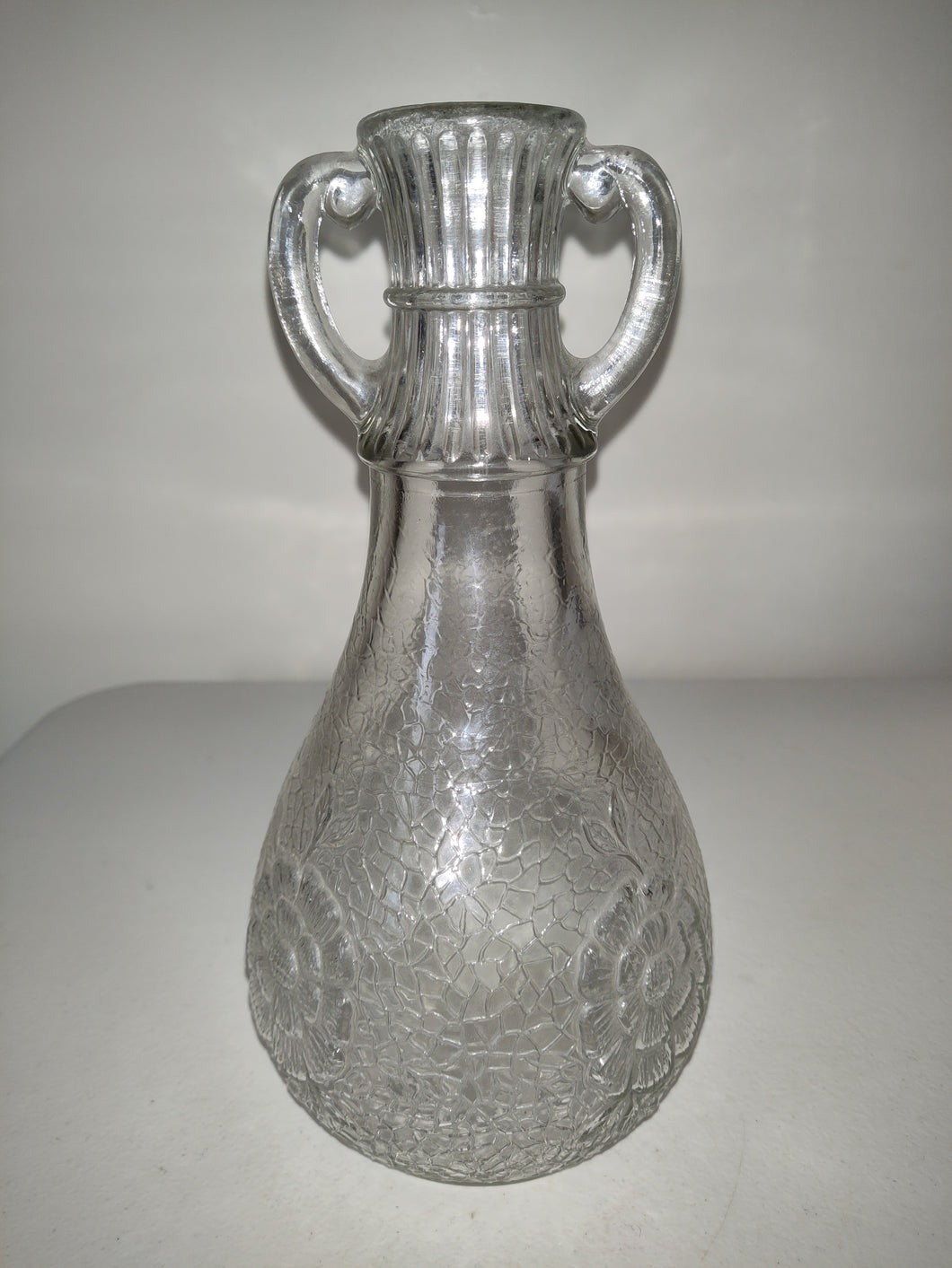 Vintage Pressed Glass Double Handled. White House Vinegar Bottle