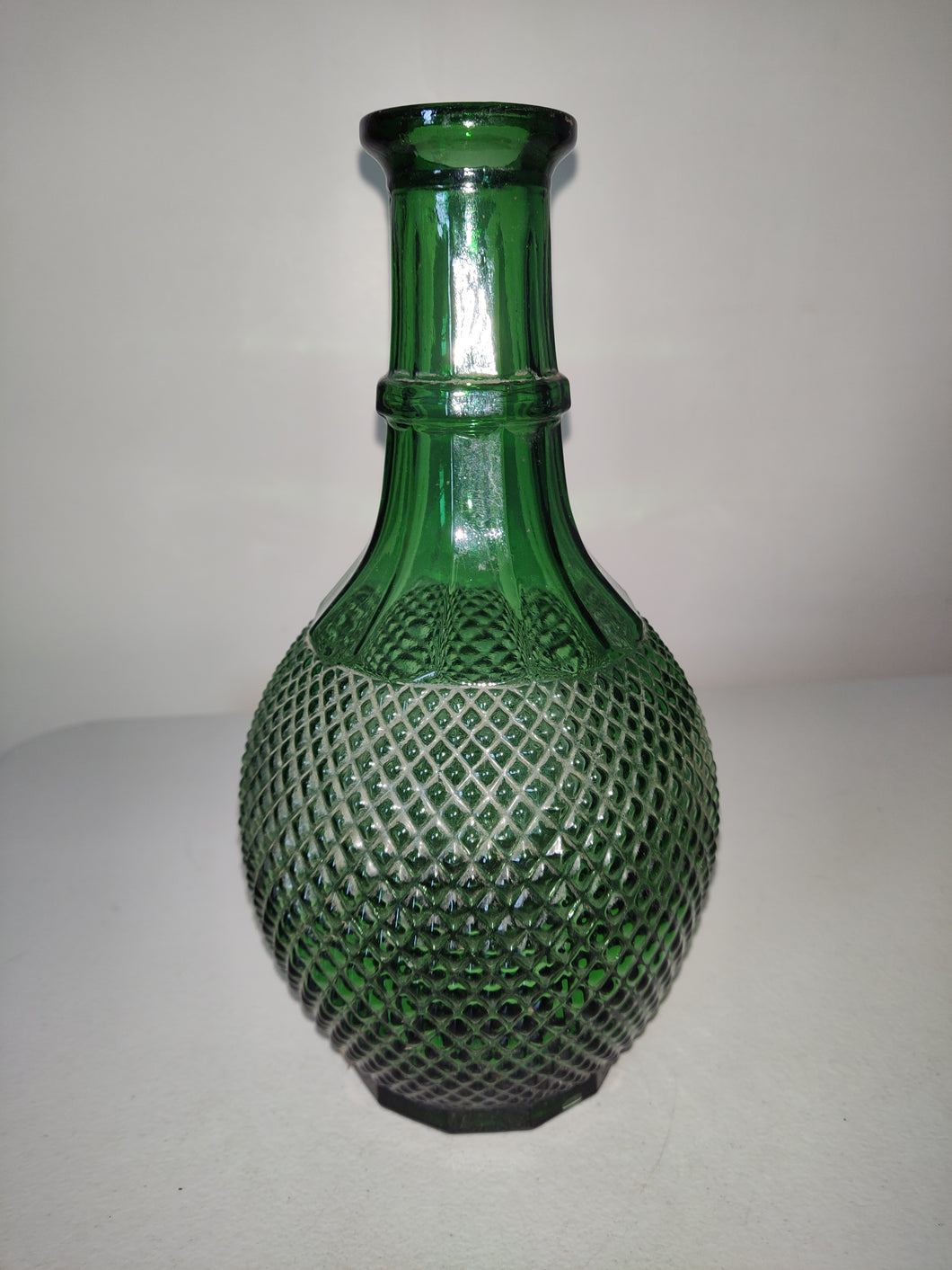 Vintage Green Diamond Hobnail Decanter/Bottle