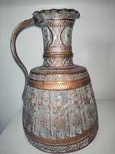 Carica l&#39;immagine nel visualizzatore di Gallery, Old Antique Persian Or Middle East Large Tinned Copper Jug
