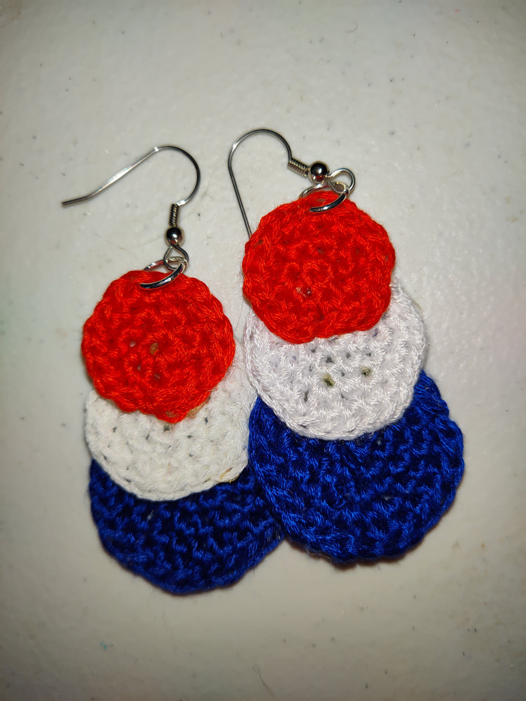 Red,White,And Blue Crochet Earrings