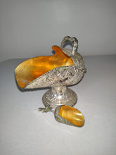 Load image into Gallery viewer, Sugar Scuttle Silver Sugar Bowl Floral Vintage 1950s Fancy Gold Washed
