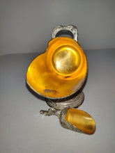 Cargar imagen en el visor de la galería, Sugar Scuttle Silver Sugar Bowl Floral Vintage 1950s Fancy Gold Washed
